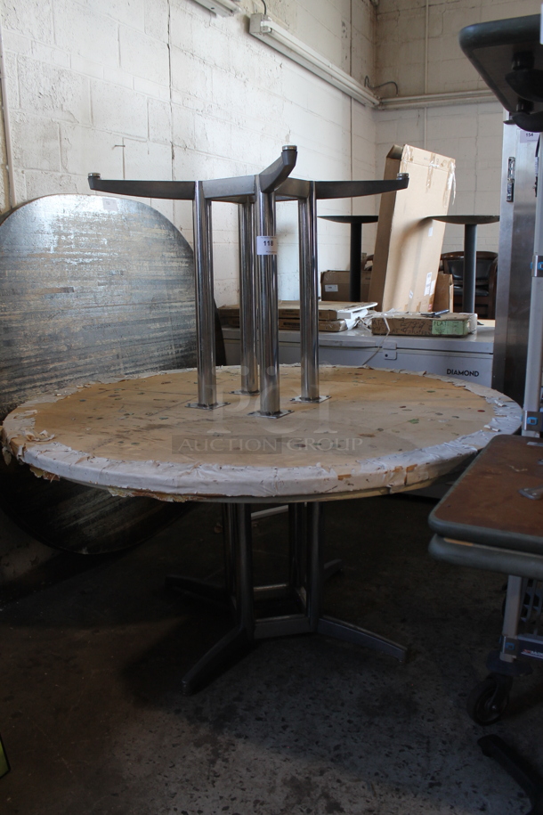 2 Round Dining Height Tables on Metal Table Base. 2 Times Your Bid! - Image 1 of 3