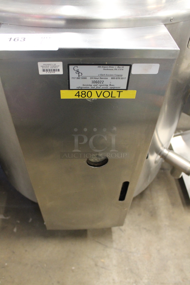 Groen EE-40 Stainless Steel Commercial Floor Style Electric Powered 40 Gallon Steam Kettle. 440 Volts, 3 Phase.  - Image 2 of 9