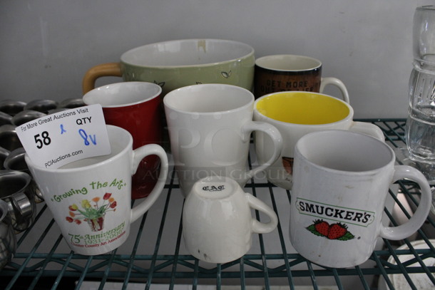 ALL ONE MONEY! Lot of 8 Various Ceramic Mugs! Includes 9.5x7.5x5.5