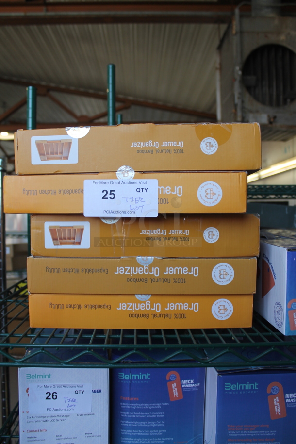 ALL ONE MONEY! Tier Lot of Various BRAND NEW SCRATCH AND DENT! Items Including 5 Drawer Organizers, Handheld Massager and Pillow Massager - Image 2 of 4