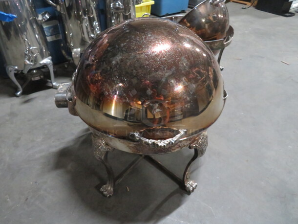 One Round Silver Roll Top Chafer.