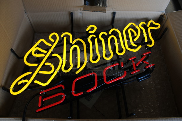 BRAND NEW IN BOX! Shiner Bock Light Up Neon Sign. Buyer Must Pick Up - We Will Not Ship This Item. 27x5x8.5