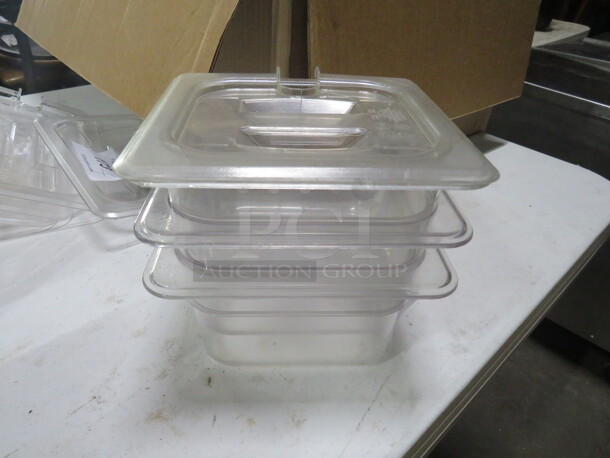 1/6 Size 4 Inch Deep Food Storage Container With Lid. 3XBID