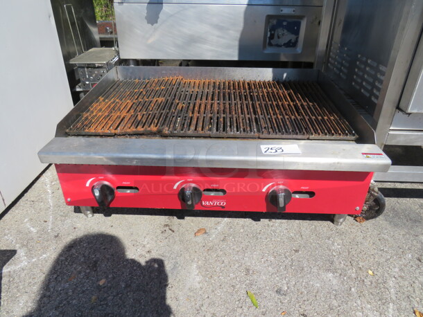 One Avantco Natural Gas Charbroiler. 36X28X15