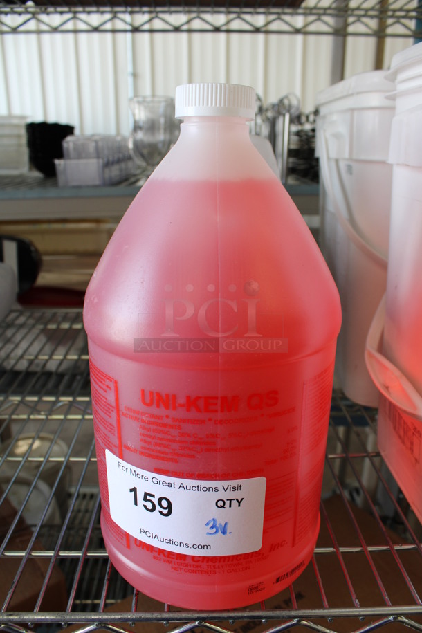 3 Various Jugs of Cleaner; Uni Kem Disinfectant, Victoria Bay Blue Magic Dish Detergent and A1 Bleach. 6x6x12. 3 Times Your Bid! - Image 1 of 4