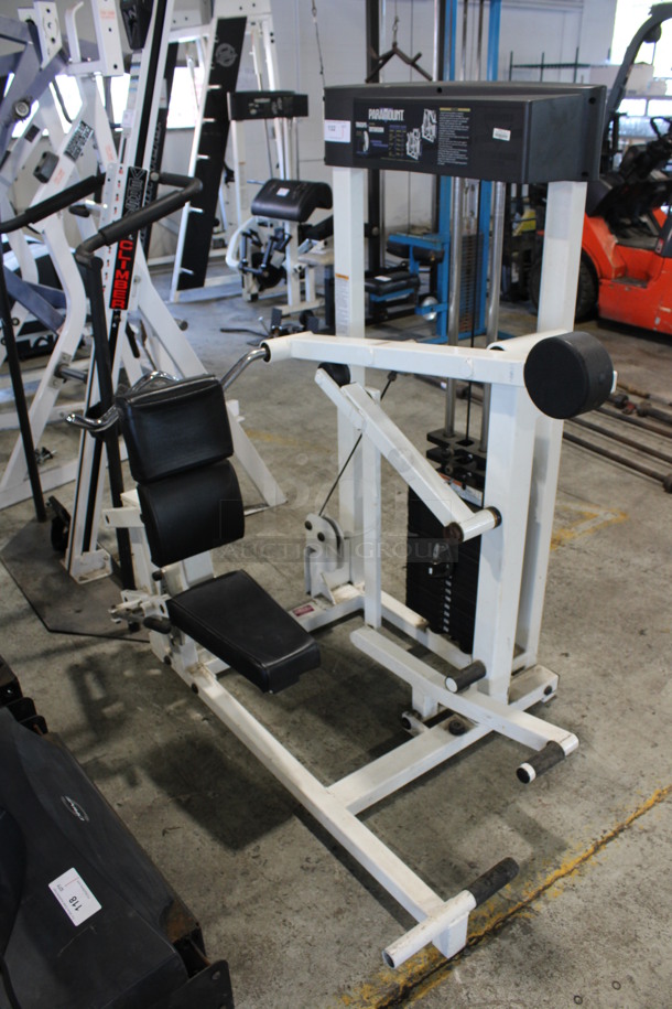 Paramount Model AP-2200 Metal Commercial Floor Style Triceps Extension Machine. Maxes Out At 250 Pounds. 44x52x62