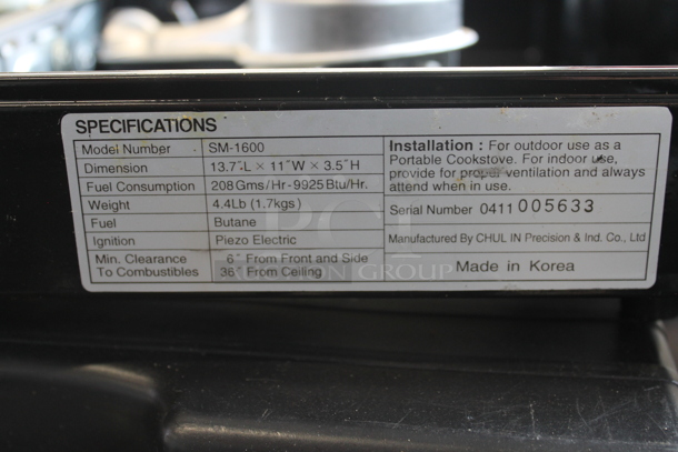 Stovemate SM-1600 Metal Countertop Butane Gas Powered Single Burner Range in Hard Case.  - Image 3 of 3