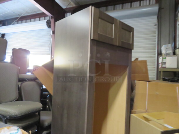 One NEW Echelon Maple Cabinet With 2 Doors, 1 Drawer And An Open Cabinet Frame For A Double Oven, In A Storm Finish. #OV30. 33X25X84 - Image 2 of 2