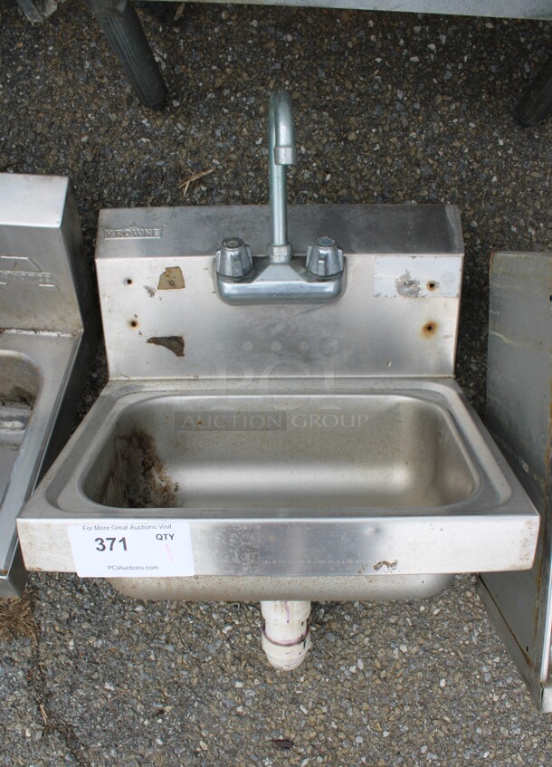 Krowne Stainless Steel Commercial Single Bay Wall Mount Sink w/ Faucet and Handles. 17x15x19
