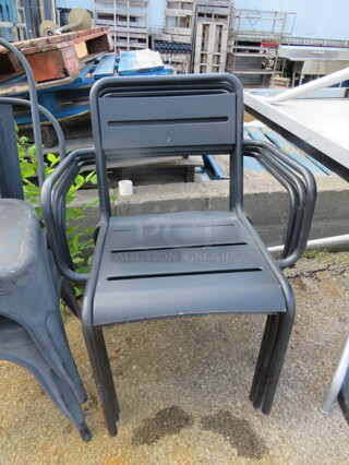 Black Metal Patio Chair. 3XBID.