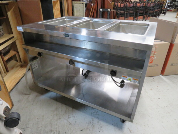 One Randell Electric 3 Compartment Food Sealed Hot Well With Stainless Steel Under Shelf, On Casters. Model# 3613-240. 208-240 Volt. 1 Phase. 48X33X34.5 - Image 1 of 1