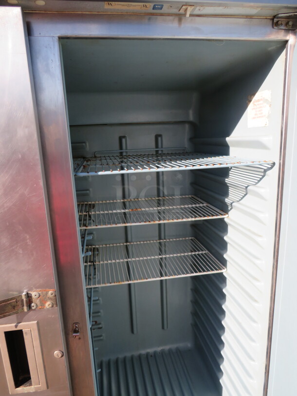 One Stainless Steel Delfield 2 Door Freezer On Casters. 50.5X30X79.5 - Image 3 of 3