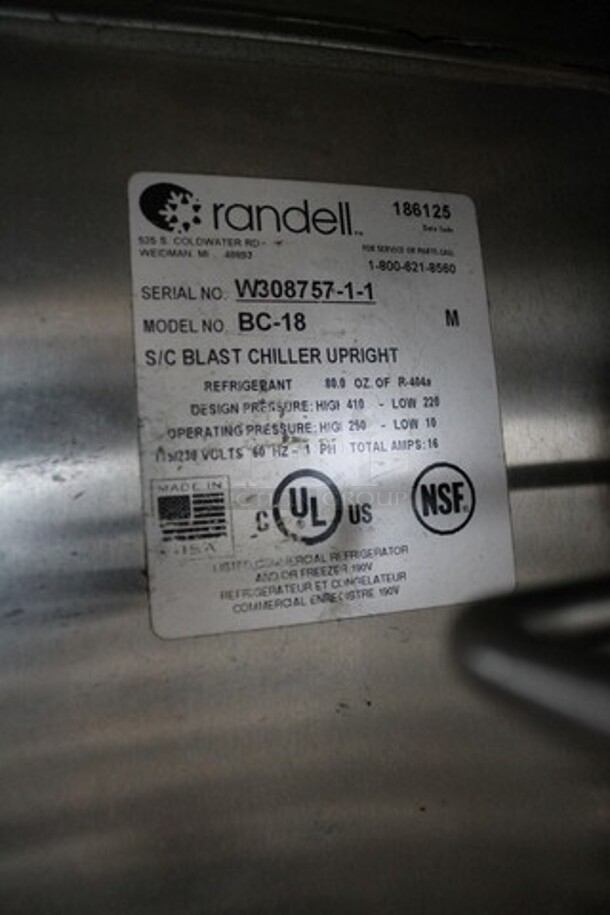 2013 Randell BC-18 Stainless Steel Commercial Floor Style Blast Chiller w/ 4 Probes. 115/230 Volts, 1 Phase.  - Image 7 of 7
