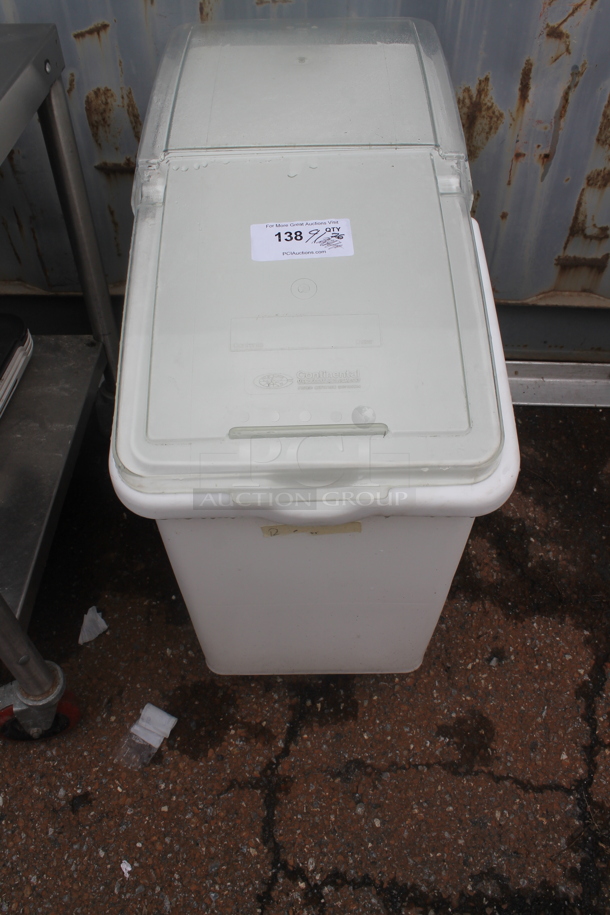 White Poly Ingredient Bin w/ Clear Lid on Commercial Casters. - Image 1 of 2
