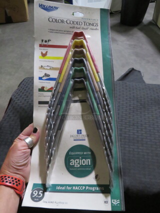 NEW Vollrath 9.5 Inch Color Coded Tong Set With Gator Grip Handle.