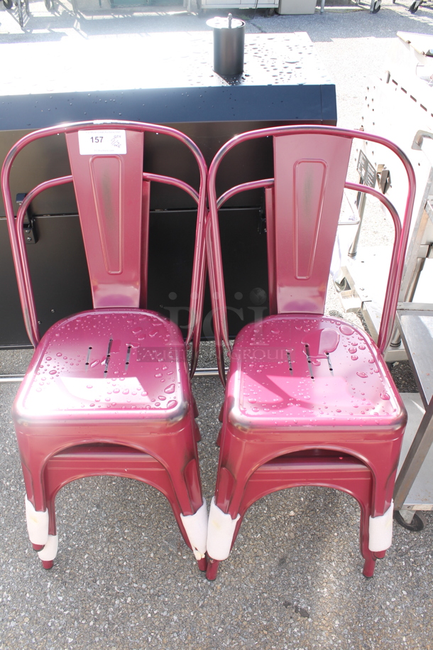 4 BRAND NEW SCRATCH AND DENT! Tolix Metal Dining Height Chairs. 4 Times Your Bid! - Image 1 of 1