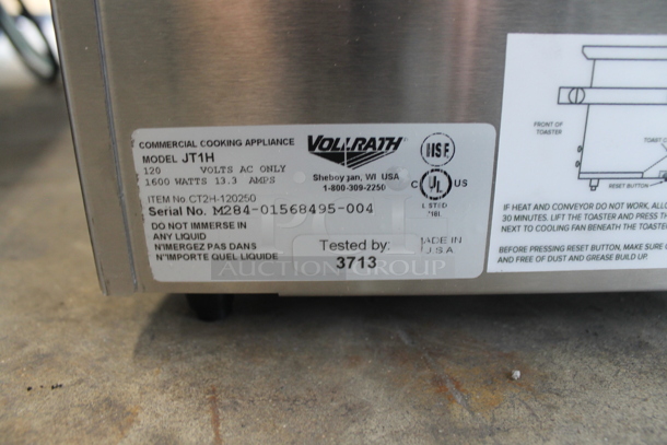 BRAND NEW SCRATCH AND DENT! Vollrath JT1H Stainless Steel Commercial Countertop Conveyor Toaster with 2 1/2" Opening. 120 Volts, 1 Phase. Tested and Working! - Image 5 of 6