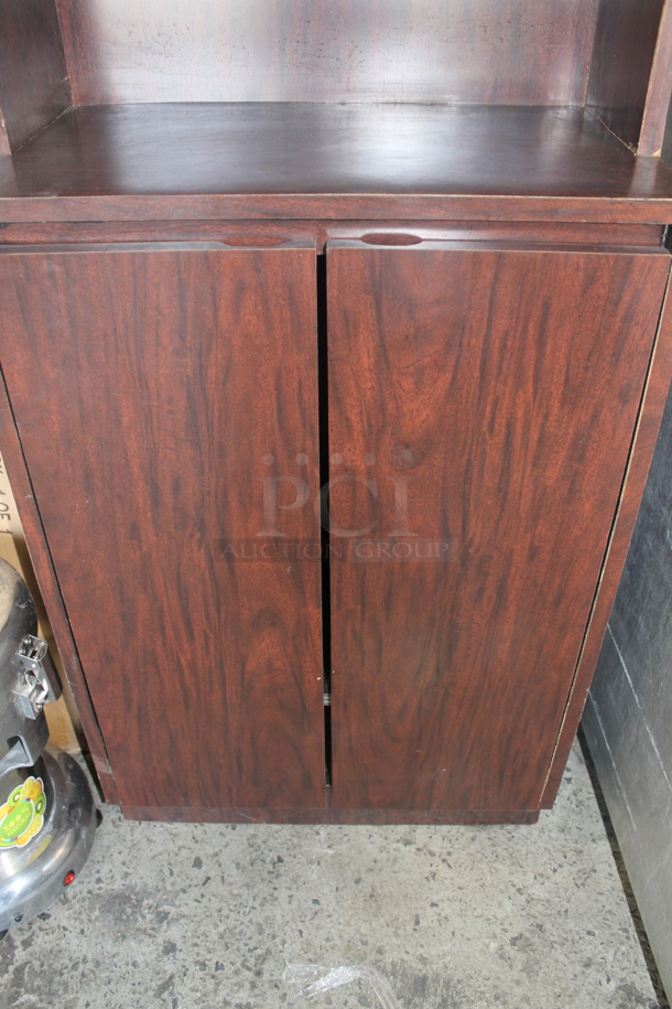 Wooden Storage Cabinet With Top Shelf And Two Door Base In Wood Style Finish.  - Image 3 of 6
