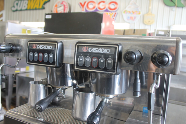 Casadio Stainless Steel Commercial Countertop 2 Group Espresso Machine w/ 2 Portafilters and 2 Steam Wands. - Image 5 of 6