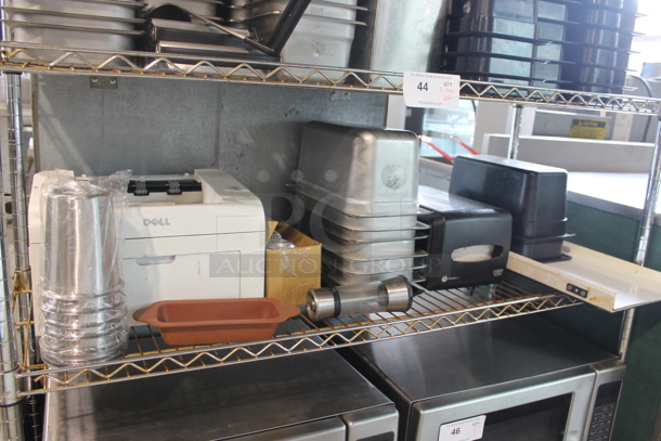 ALL ONE MONEY! Lot of 3 Tiers Worth of Various Items Including Poly Cookie Merchandiser, Drop In Bins and Printer. Does Not Include Shelving Unit.  - Image 9 of 11