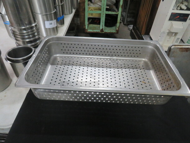 One Full Size 4 Inch Deep Perforated Hotel Pan. 