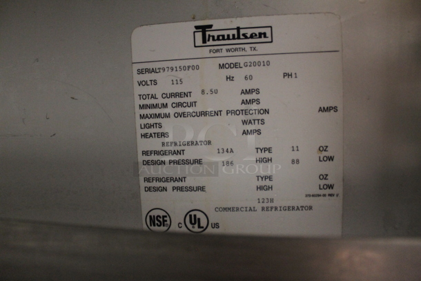Traulsen G20010 Commercial Stainless Steel Two-Door Reach-In Cooler With Polycoated Shelves And Pan Racks. 115V, 1 Phase. Tested and Powers On But Does Not Get Cold - Image 6 of 6