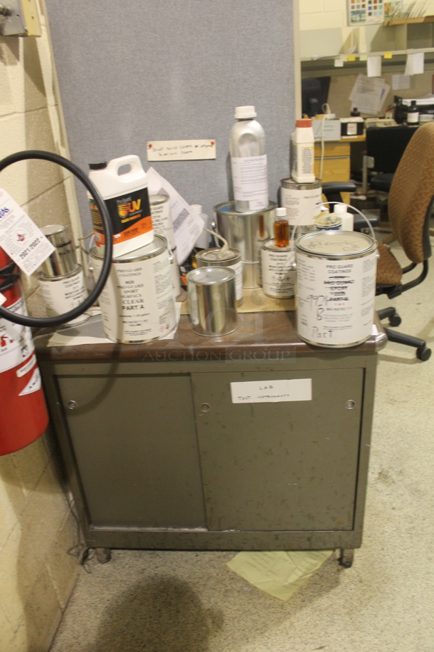 ALL ONE MONEY! Metal Cabinet w/ Contents Including Metal Tins. BUYER MUST REMOVE. - Image 1 of 6