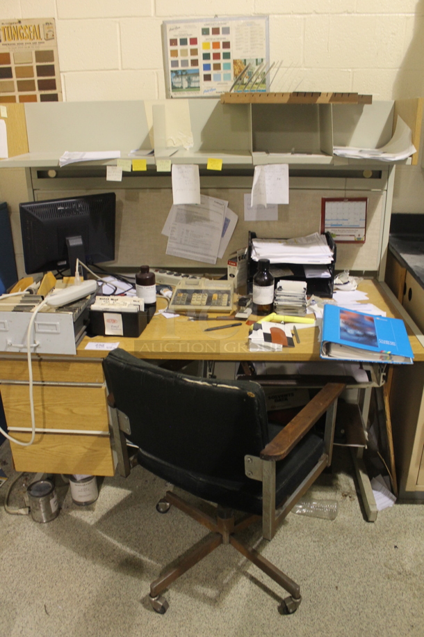 ALL ONE MONEY! Lot of Desk, Contents Including Computer and Chair. BUYER MUST REMOVE. - Image 1 of 4