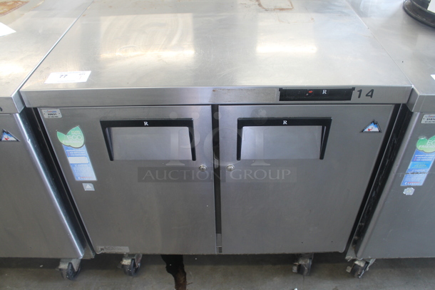 Everest ETBSR2 Stainless Steel Commercial 2 Door Undercounter Cooler on Commercial Casters. 115 Volts, 1 Phase. Tested and Working! - Image 1 of 8