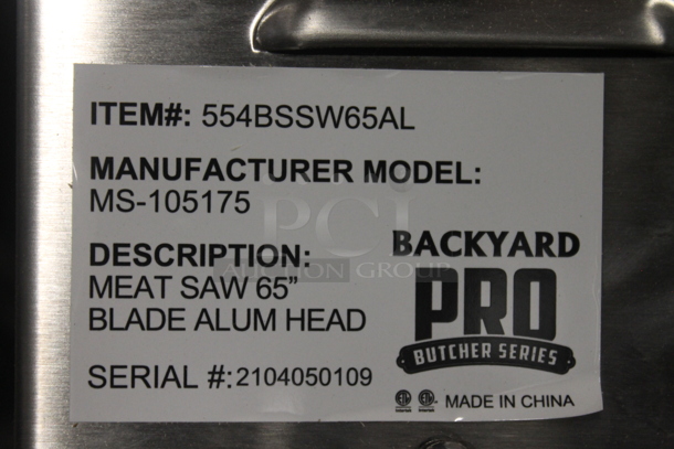 BRAND NEW! Backyard Pro MS-105175 554BSSW65AL Stainless Steel Commercial Countertop Meat Saw. 120 Volts, 1 Phase. Tested and Working! - Image 9 of 9