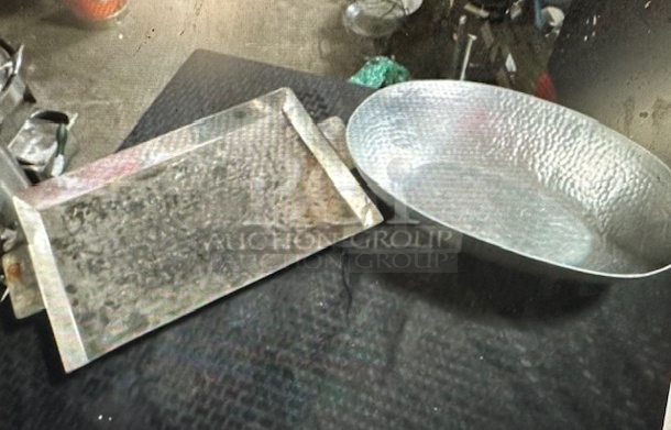 Assorted Silver Hammered Serving Tray/Bowl. 2XBID - Image 1 of 1