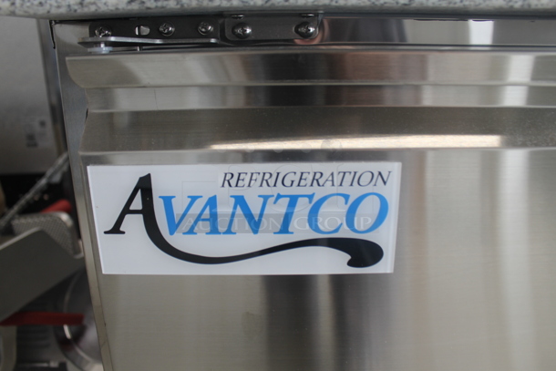 BRAND NEW SCRATCH AND DENT! 2023 Avantco 178SSPPTG60HC Stainless Steel Commercial 60" 2 Door Stone Top Refrigerated Pizza Prep Table. 115 Volts, 1 Phase. Tested and Working! - Image 3 of 9