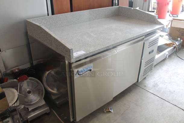 BRAND NEW SCRATCH AND DENT! 2023 Avantco 178SSPPTG60HC Stainless Steel Commercial 60" 2 Door Stone Top Refrigerated Pizza Prep Table. 115 Volts, 1 Phase. Tested and Working! - Image 4 of 9