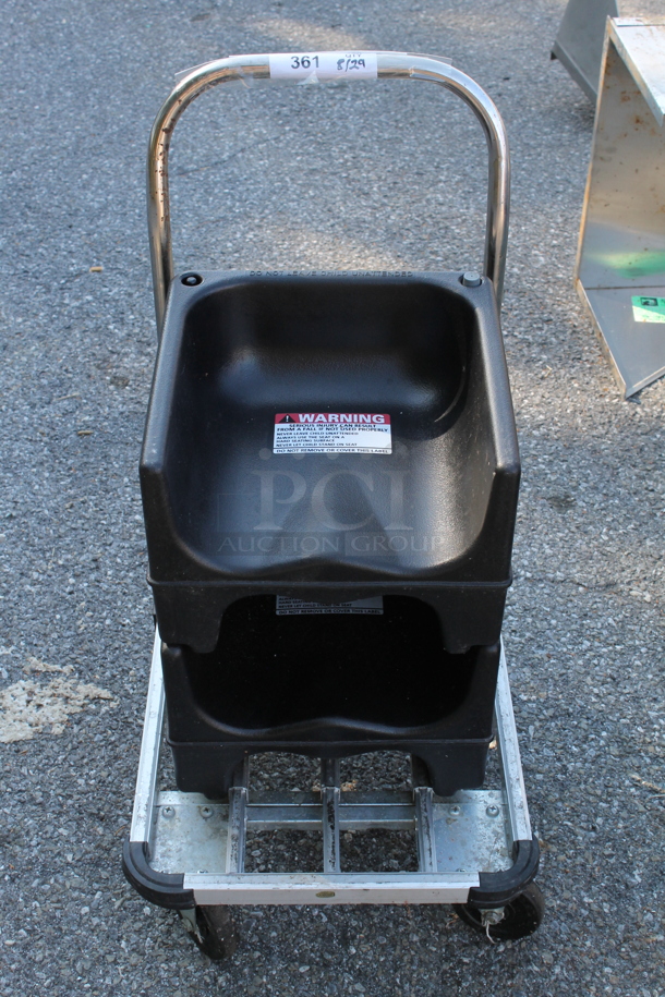 Metal Commercial Cart w/ 2 Black Poly Booster Seats on Commercial Casters. - Image 1 of 2