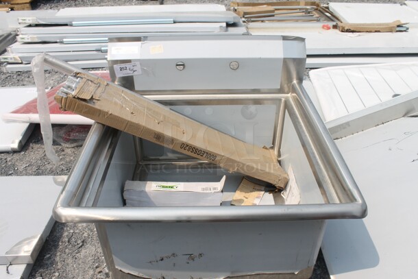 BRAND NEW SCRATCH AND DENT! Steelton 522CS12424 Commercial Stainless Steel One Bay Sink With Regency 600FW84GLL With Wall Mount Faucet With Gooseneck Nozzle And Galvanized Legs - Image 1 of 7