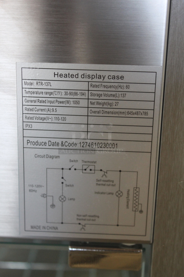 RTR-137L Stainless Steel Commercial Countertop Heated Display Case Merchandiser. 110-120 Volts, 1 Phase. Tested and Working! - Image 6 of 7