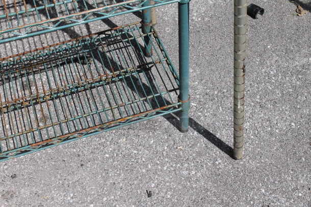 Green Finish 4 Tier Wire Shelving Unit. BUYER MUST DISMANTLE. PCI CANNOT DISMANTLE FOR SHIPPING. PLEASE CONSIDER FREIGHT CHARGES. - Image 3 of 3