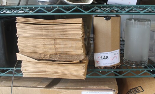 ALL ONE MONEY! Lot of Various Items Including Brown Paper Bags and Poly Pitcher. 