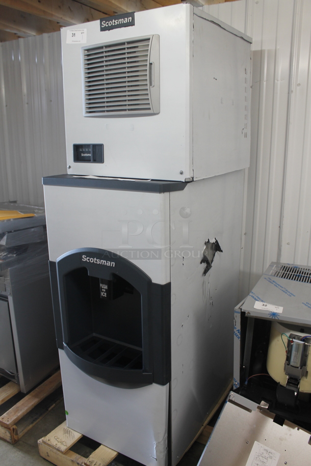 BRAND NEW SCRATCH AND DENT! 2023 Scotsman MC0322MA-1A Prodigy Elite Series Stainless Steel Commercial Medium Cube Ice Machine with Dispense. 356 lb. 115 Volts, 1 Phase. - Image 2 of 12
