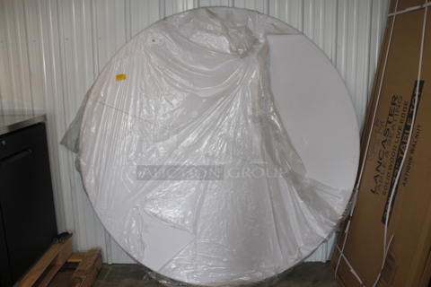 BRAND NEW SCRATCH AND DENT! Lancaster Table & Seating 384YCZ72RND 72" Round Heavy-Duty Granite White Plastic Folding Table