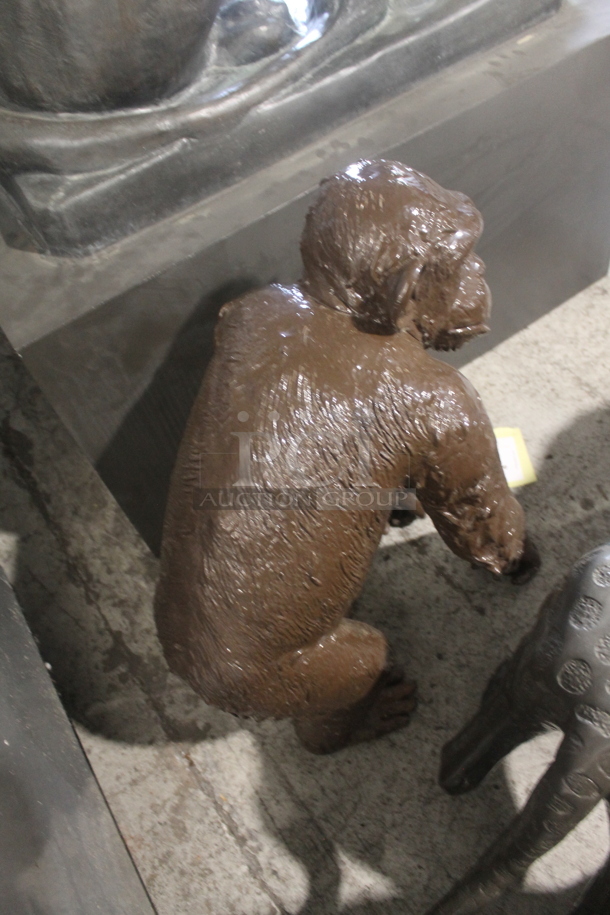 WOW! Bronze Painted Brown Bonobo Ape Statue. - Image 5 of 6