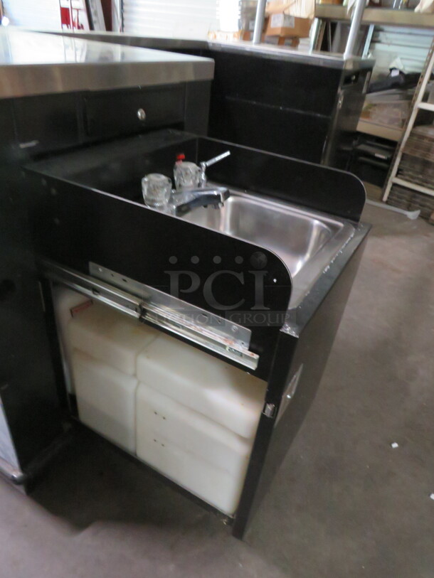 One Stainless Steel Kiosk With Canopy, Lights, 1 Door With Under Storage, 1 Pullout Sink With Water Tanks, Cash Drawer And Multiple Power Sources.  - Image 2 of 6