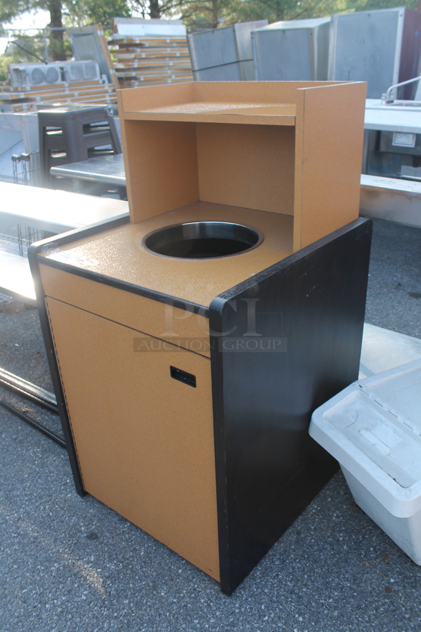 Brown Trash Can Shell w/ Trash Deposit Hole, Tray Return, Trash Can and Door. - Image 3 of 4