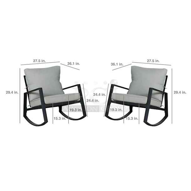 Mainstays Asher Springs 2-Piece Outdoor Furniture Patio Rocker Set -Grey. 3x Your bid.
36.00 x 27.50 x 29.40  - Image 2 of 11