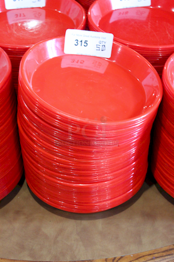 HUGE STACK! 11" Red Round Plastic Serving Platters. 
11x1-1/2
50x Your Bid - Image 3 of 3