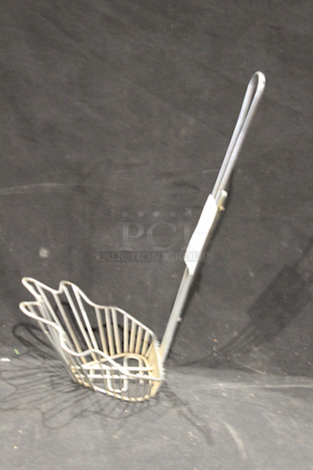 HOLY GUACAMOLE! Steel Taco Salad Shell Fry Basket, Nickel-Plated Stainless.  9 1/4" x 8 1/2" x 4 5/8" (18" to top of handle).  - Image 3 of 3