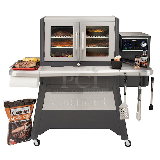 NEW! IN THE BOX! Cuisinart® CGWM-080 Clermont Pellet Grill and Smoker. 8-in-1 COOKING CAPABILITIES: Large 1400 sq.in. off cooking space with an integrated Sear Zone expands your cooking capabilities; Smoke, BBQ, Grill, Roast, Sear, Braise, Bake, and Char-Grill. - Image 3 of 12