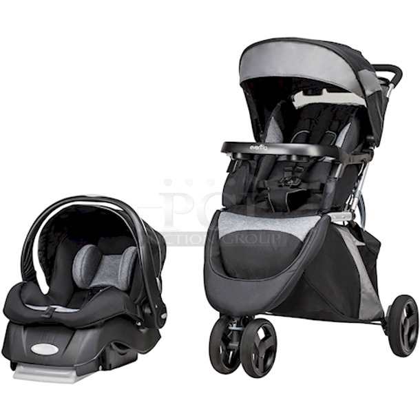 BRAND NEW!! Evenflo Advanced SensorSafe Epic 3 in 1 Travel System With Embrace DLX Infant Car Seat.