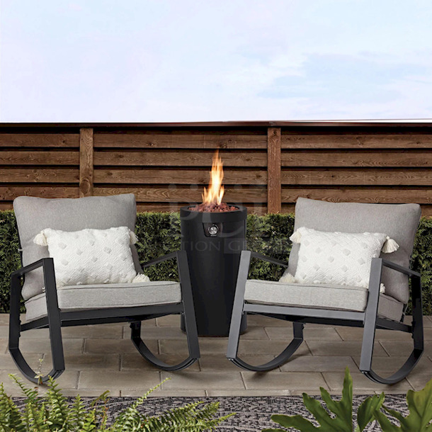 AWESOME! Mainstay Asher Springs 2-Piece Outdoor Rocker Set- Black Frame & Gray Cushions