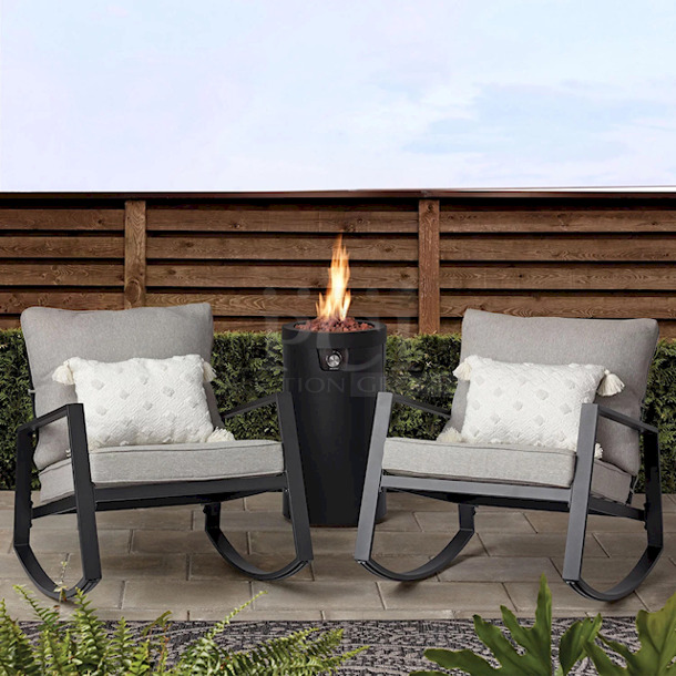 AWESOME! Mainstay Asher Springs 2-Piece Outdoor Rocker Set- Black Frame & Gray Cushions - Image 1 of 9